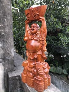 Tượng Di Lặc Dâng Bát Vàng Gỗ Hương