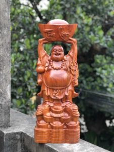 Tượng Di Lặc Dâng Bát Vàng Gỗ Hương