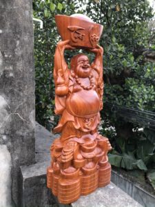 Tượng Di Lặc Dâng Bát Vàng Gỗ Hương