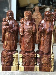 Tượng Phúc Lộc Thọ Gỗ Trắc Dây